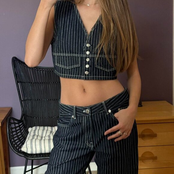 Zara Women's Navy and Blue Crop-top - Picture 4 of 4